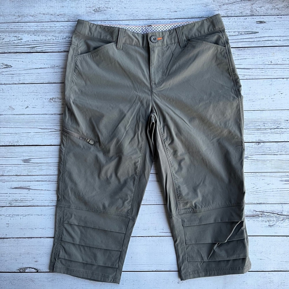 Orvis Womens Gray Green Capri Stretch Cargo Pants Size 4 Hiking Camping Outdoor